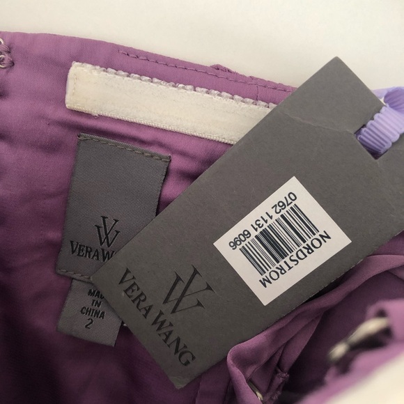 Vera Wang pleated bodice purple evening gown
